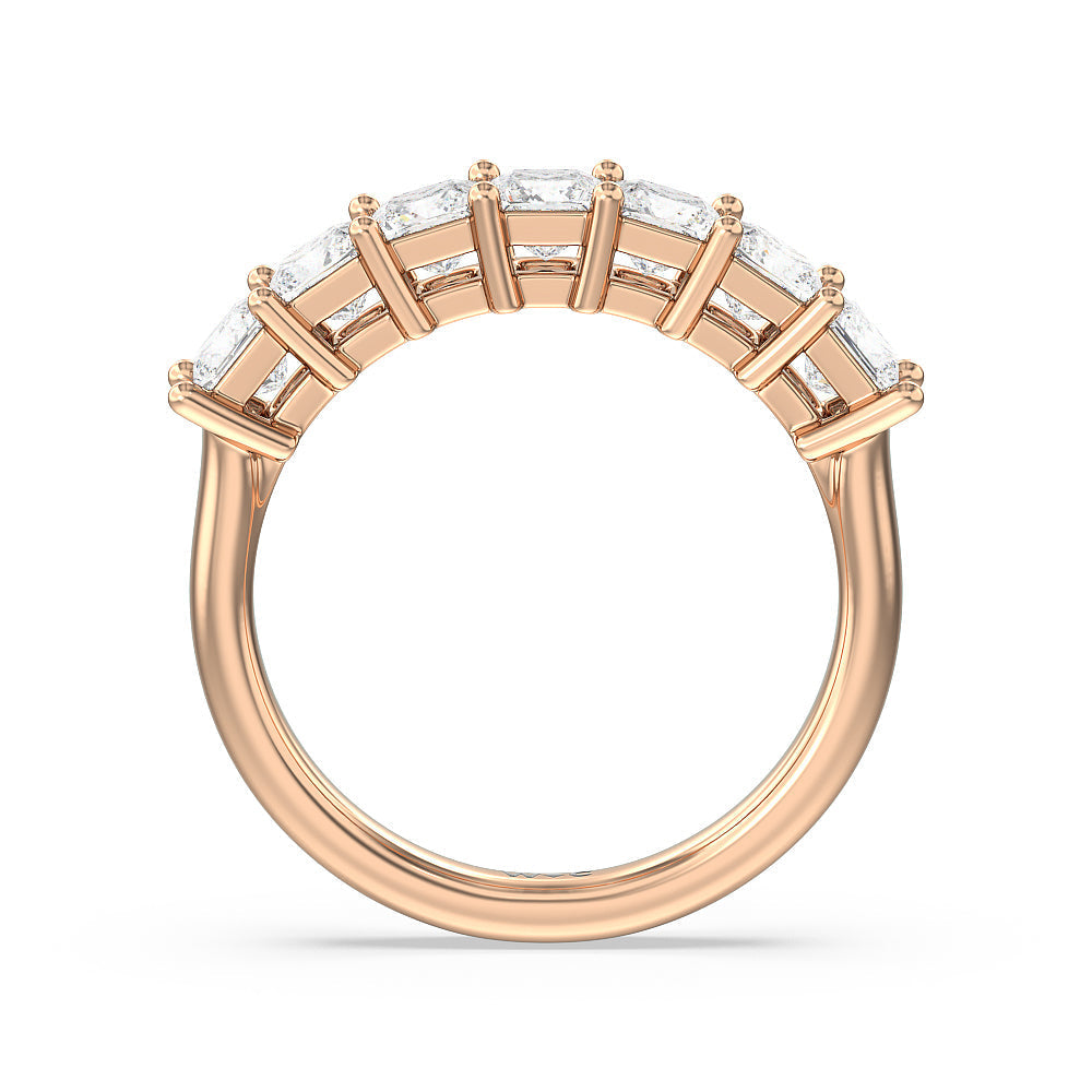Seven Stone Princess Cut Diamond Ring with 18KT Rose Gold / Natural / 2 Cut Diamond in 14KT Rose Gold / Natural / 2 view 2
