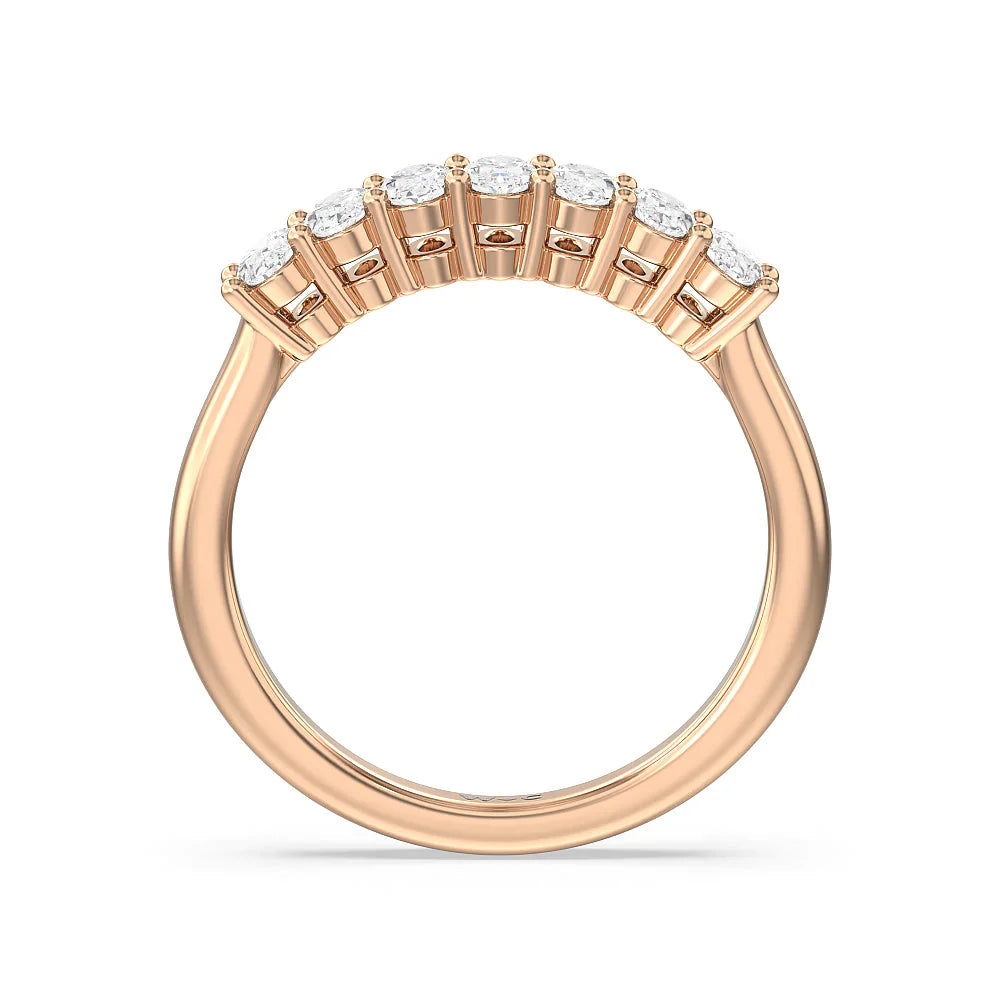 Seven Stone Oval Cut Diamond Ring (E+ VS+) with 18KT Rose Gold / Lab / 1 Cut Diamond in 14KT Rose Gold / Lab / 1 view 2
