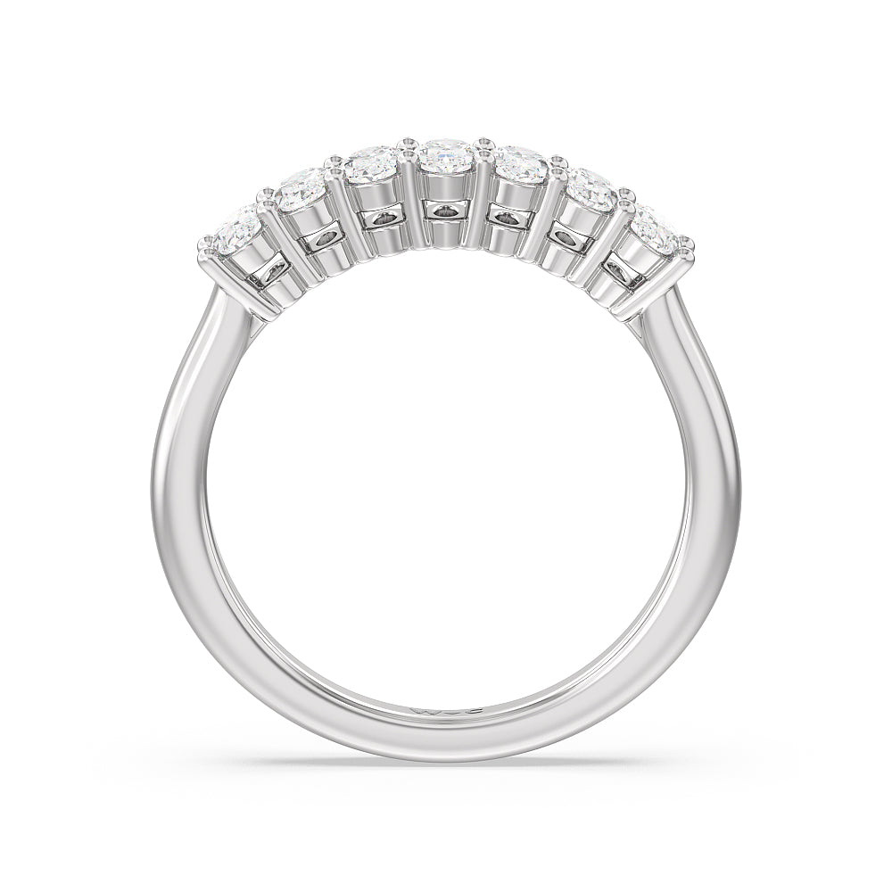 Seven Stone Oval Cut Diamond Ring with Platinum / Natural / 1 Cut Diamond in 14KT Platinum / Natural / 1 view 2
