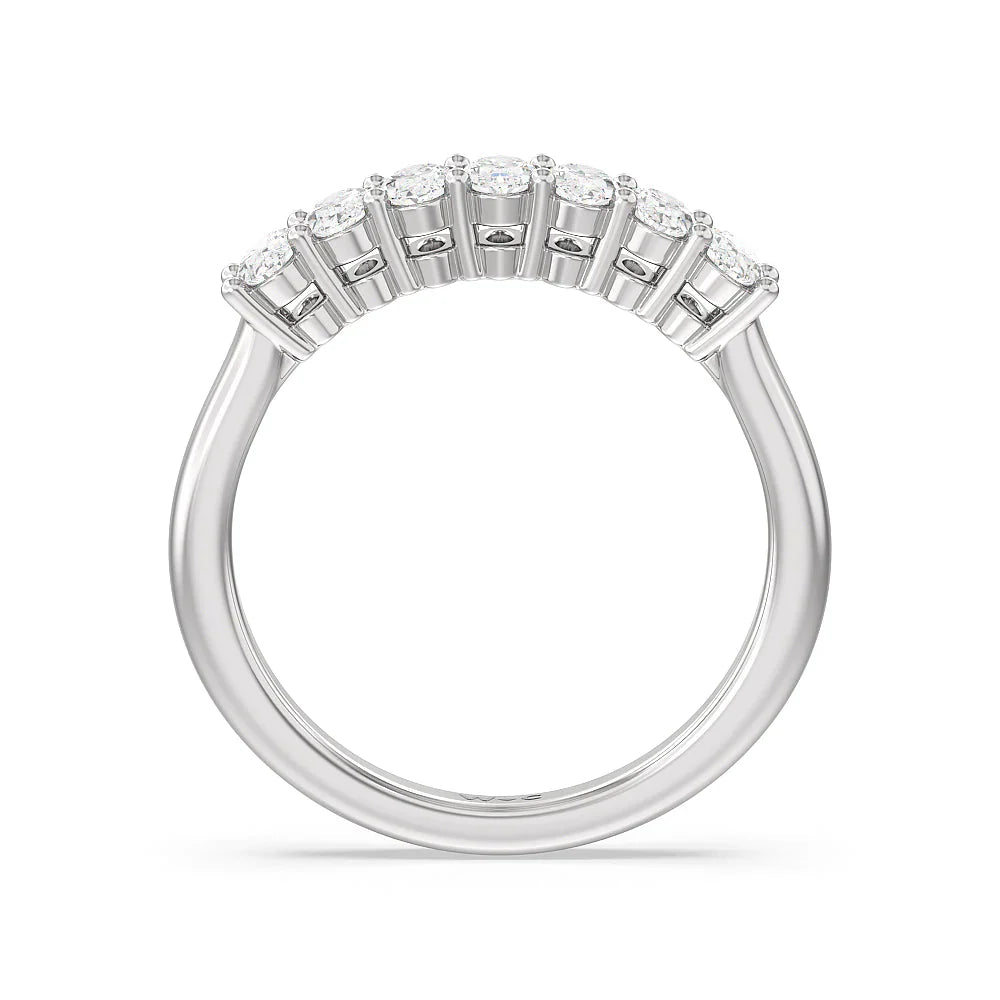 Seven Stone Oval Cut Diamond Ring (E+ VS+) with Platinum / Lab / 1 Cut Diamond in 14KT Platinum / Lab / 1 view 2
