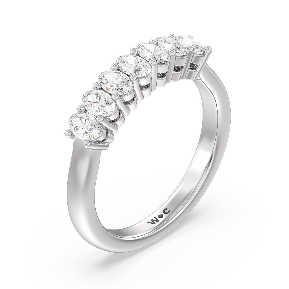Seven Stone Oval Cut Diamond Ring with Platinum / Natural / 1 Cut Diamond in 14KT Platinum / Natural / 1 view 3
