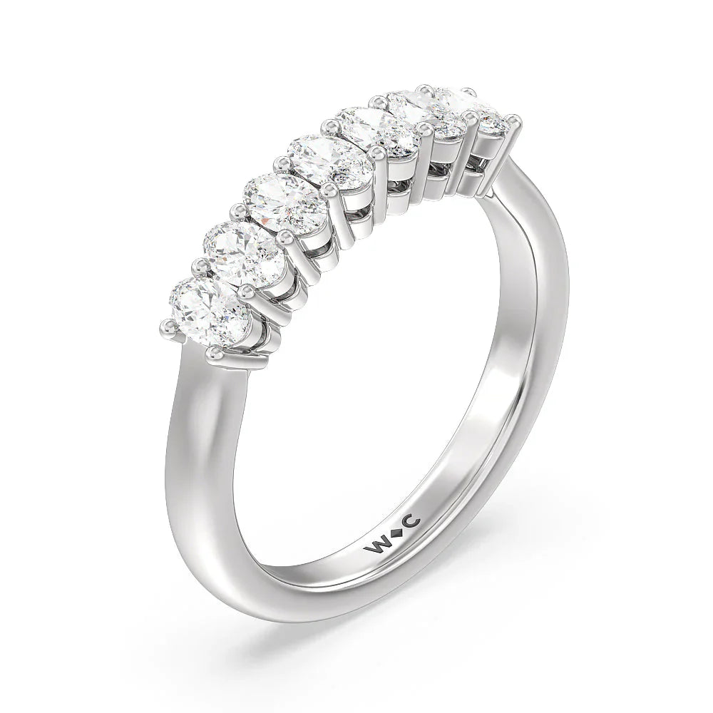 Seven Stone Oval Cut Diamond Ring (E+ VS+) with Platinum / Lab / 1 Cut Diamond in 14KT Platinum / Lab / 1 view 3
