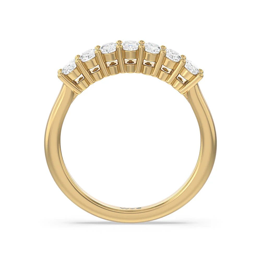 Seven Stone Oval Cut Diamond Ring (E+ VS+) with 18KT Yellow Gold / Lab / 1 Cut Diamond in 14KT Yellow Gold / Lab / 1 view 2
