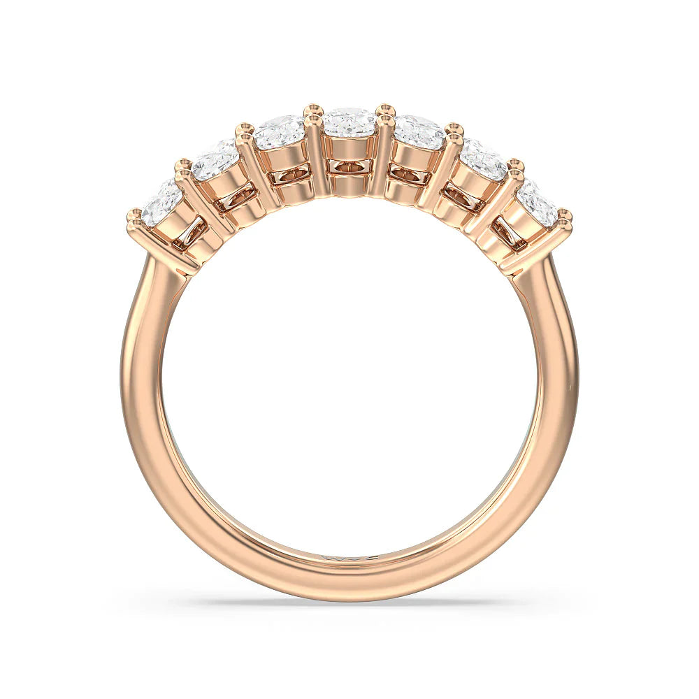 Seven Stone Oval Cut Diamond Ring (E+ VS+) with 18KT Rose Gold / Lab / 1 1/2 Cut Diamond in 14KT Rose Gold / Lab / 1 1/2 view 2
