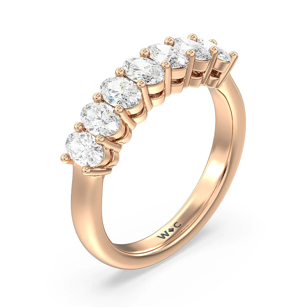 Seven Stone Oval Cut Diamond Ring (E+ VS+) with 18KT Rose Gold / Lab / 1 1/2 Cut Diamond in 14KT Rose Gold / Lab / 1 1/2 view 3
