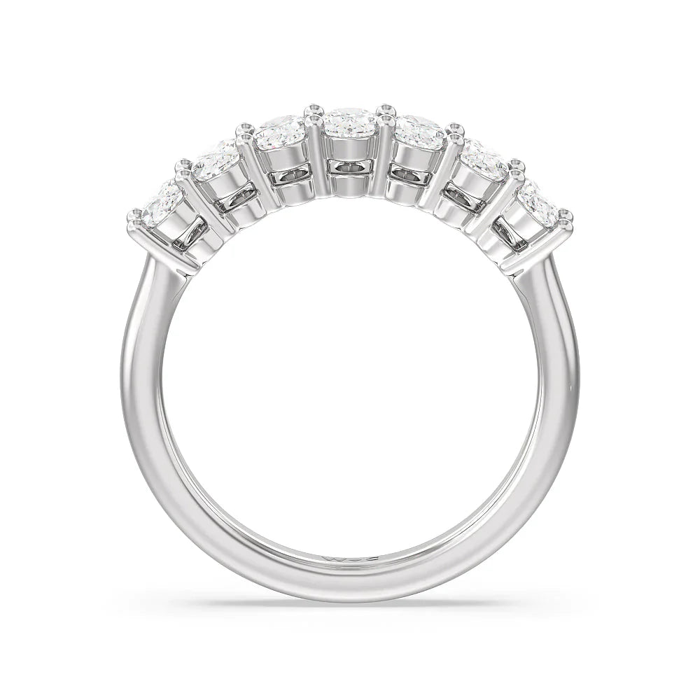 Seven Stone Oval Cut Diamond Ring (E+ VS+) with Platinum / Lab / 1 1/2 Cut Diamond in 14KT Platinum / Lab / 1 1/2 view 2
