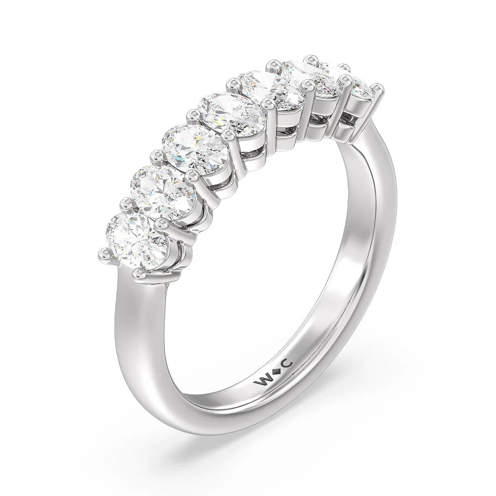 Seven Stone Oval Cut Diamond Ring (E+ VS+) with Platinum / Lab / 1 1/2 Cut Diamond in 14KT Platinum / Lab / 1 1/2 view 3
