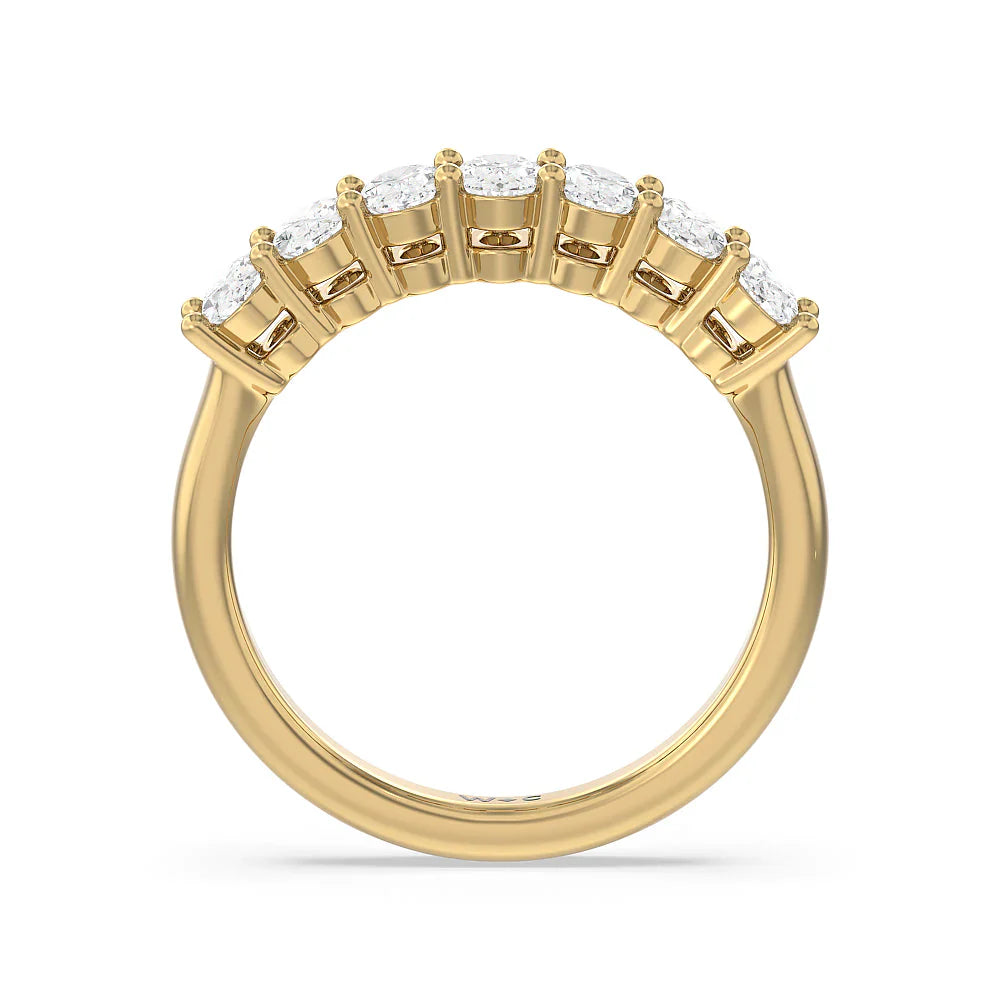 Seven Stone Oval Cut Diamond Ring (E+ VS+) with 18KT Yellow Gold / Lab / 1 1/2 Cut Diamond in 14KT Yellow Gold / Lab / 1 1/2 view 2
