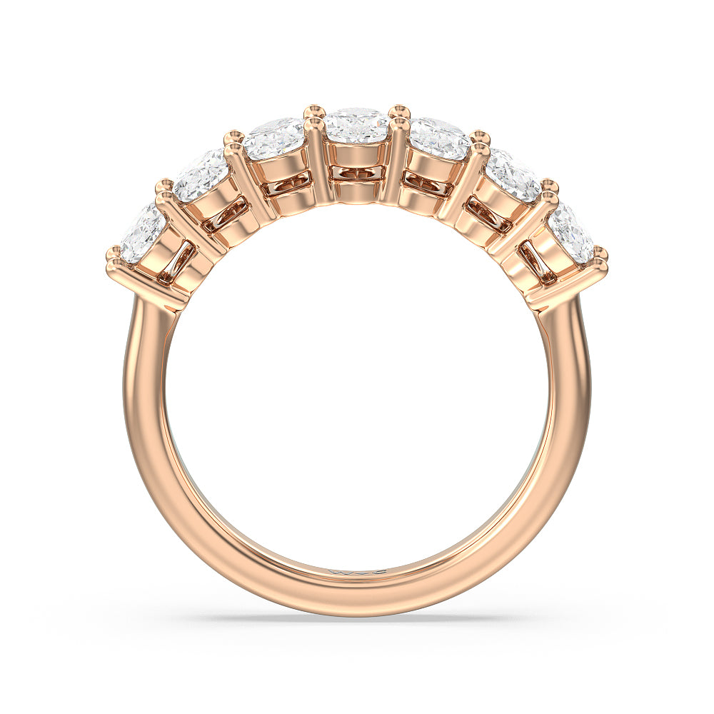 Seven Stone Oval Cut Diamond Ring with 18KT Rose Gold / Natural / 2 Cut Diamond in 14KT Rose Gold / Natural / 2 view 2
