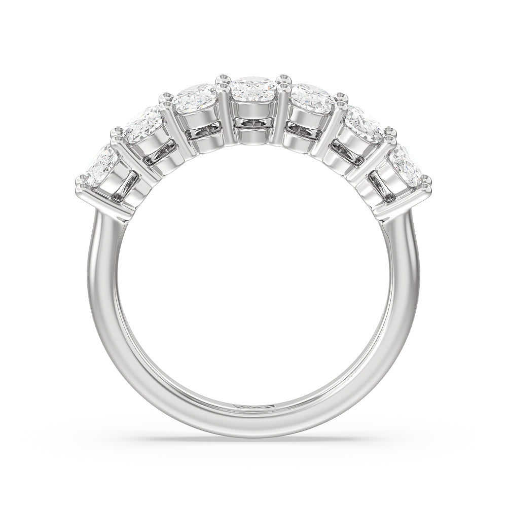 Seven Stone Oval Cut Diamond Ring with Platinum / Natural / 2 Cut Diamond in 14KT Platinum / Natural / 2 view 2
