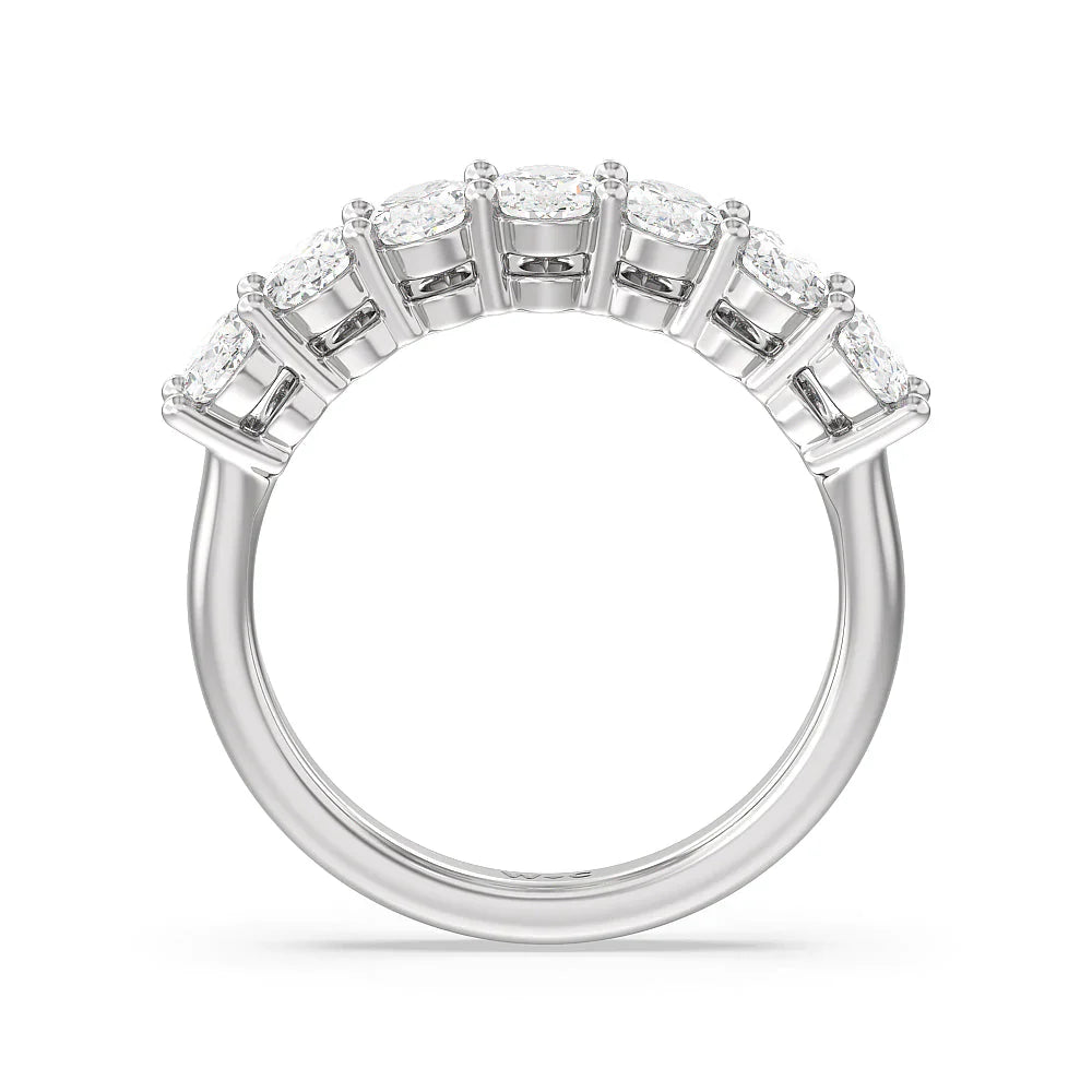 Seven Stone Oval Cut Diamond Ring (E+ VS+) with Platinum / Lab / 2 Cut Diamond in 14KT Platinum / Lab / 2 view 2

