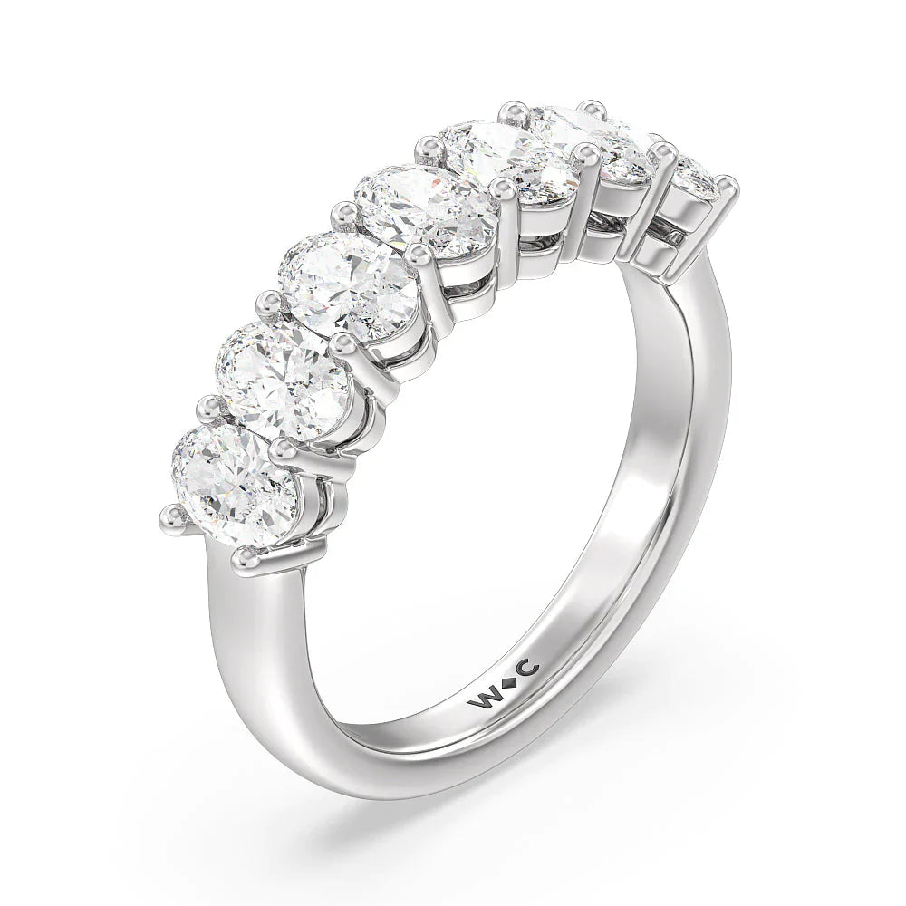 Seven Stone Oval Cut Diamond Ring (E+ VS+) with Platinum / Lab / 2 Cut Diamond in 14KT Platinum / Lab / 2 view 3
