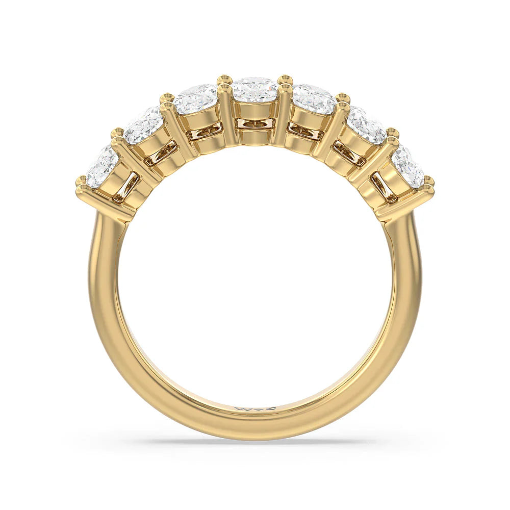 Seven Stone Oval Cut Diamond Ring (E+ VS+) with 18KT Yellow Gold / Lab / 2 Cut Diamond in 14KT Yellow Gold / Lab / 2 view 2
