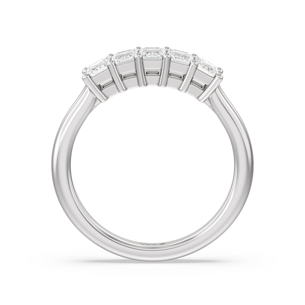 Five Stone Emerald Cut Diamond Ring (G/H SI+) with Platinum / Natural / 1 Cut Diamond in 14KT Platinum / Natural / 1 view 2
