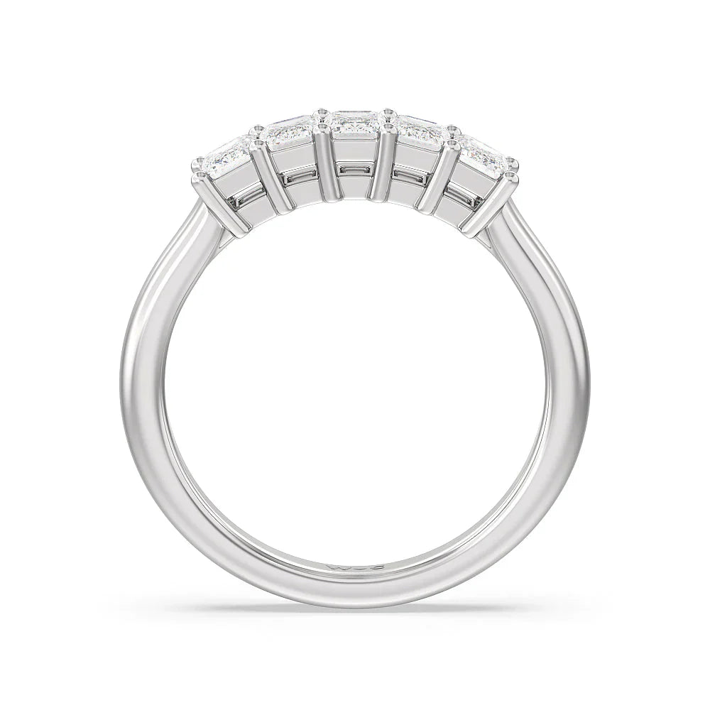 Five Stone Emerald Cut Diamond Ring (E+ VS+) with Platinum / Lab / 1 Cut Diamond in 14KT Platinum / Lab / 1 view 2
