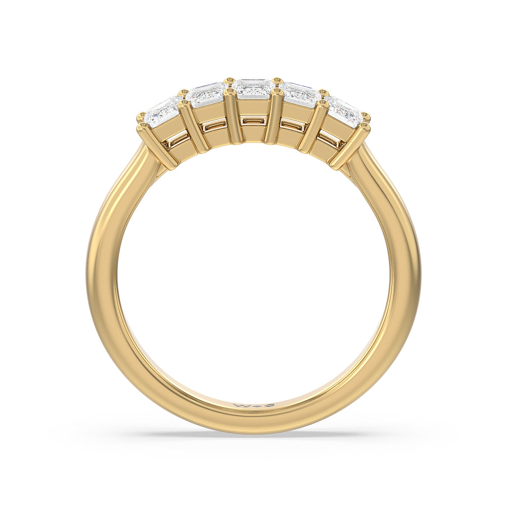 Five Stone Emerald Cut Diamond Ring (G/H SI+) with 18KT Yellow Gold / Natural / 1 Cut Diamond in 14KT Yellow Gold / Natural / 1 view 2
