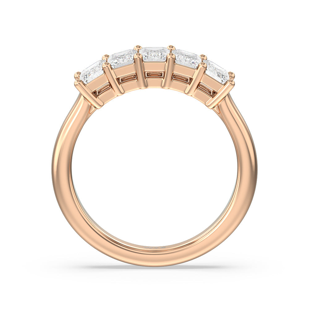 Five Stone Emerald Cut Diamond Ring (G/H SI+) with 18KT Rose Gold / Natural / 1 1/2 Cut Diamond in 14KT Rose Gold / Natural / 1 1/2 view 2
