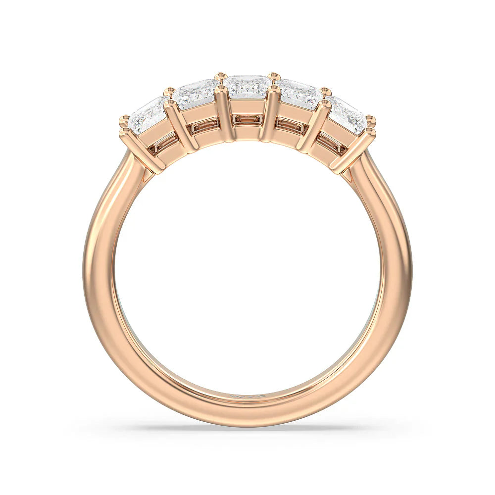 Five Stone Emerald Cut Diamond Ring (E+ VS+) with 18KT Rose Gold / Lab / 1 1/2 Cut Diamond in 14KT Rose Gold / Lab / 1 1/2 view 2
