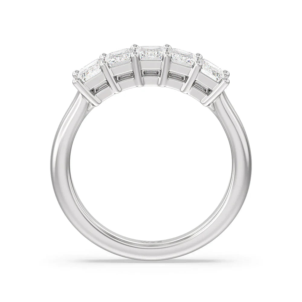 Five Stone Emerald Cut Diamond Ring (E+ VS+) with Platinum / Lab / 1 1/2 Cut Diamond in 14KT Platinum / Lab / 1 1/2 view 2
