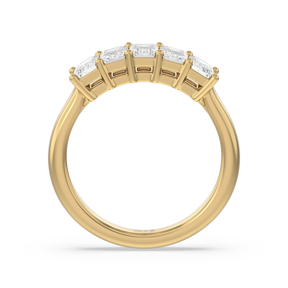Five Stone Emerald Cut Diamond Ring (G/H SI+) with 18KT Yellow Gold / Natural / 1 1/2 Cut Diamond in 14KT Yellow Gold / Natural / 1 1/2 view 2
