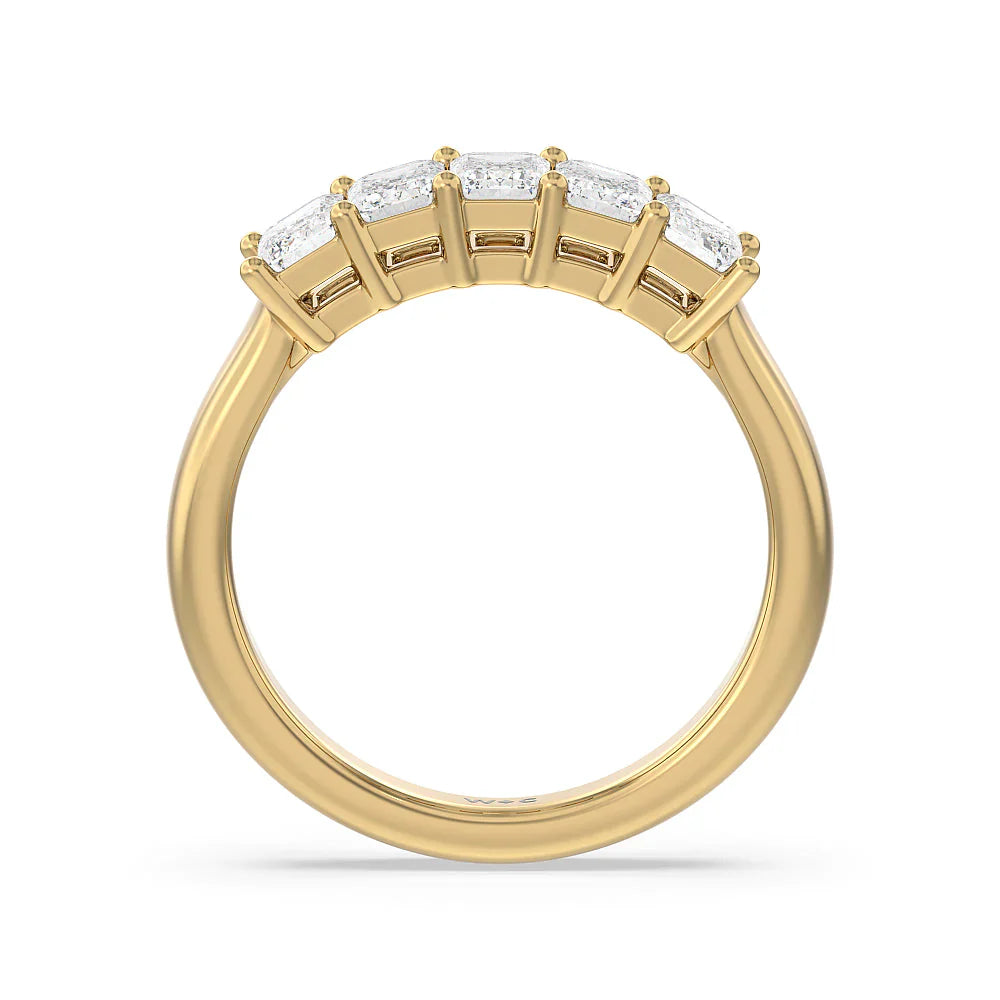 Five Stone Emerald Cut Diamond Ring (E+ VS+) with 14KT Yellow Gold / Lab / 1 1/2 Cut Diamond in 14KT Yellow Gold / Lab / 1 1/2 view 2
