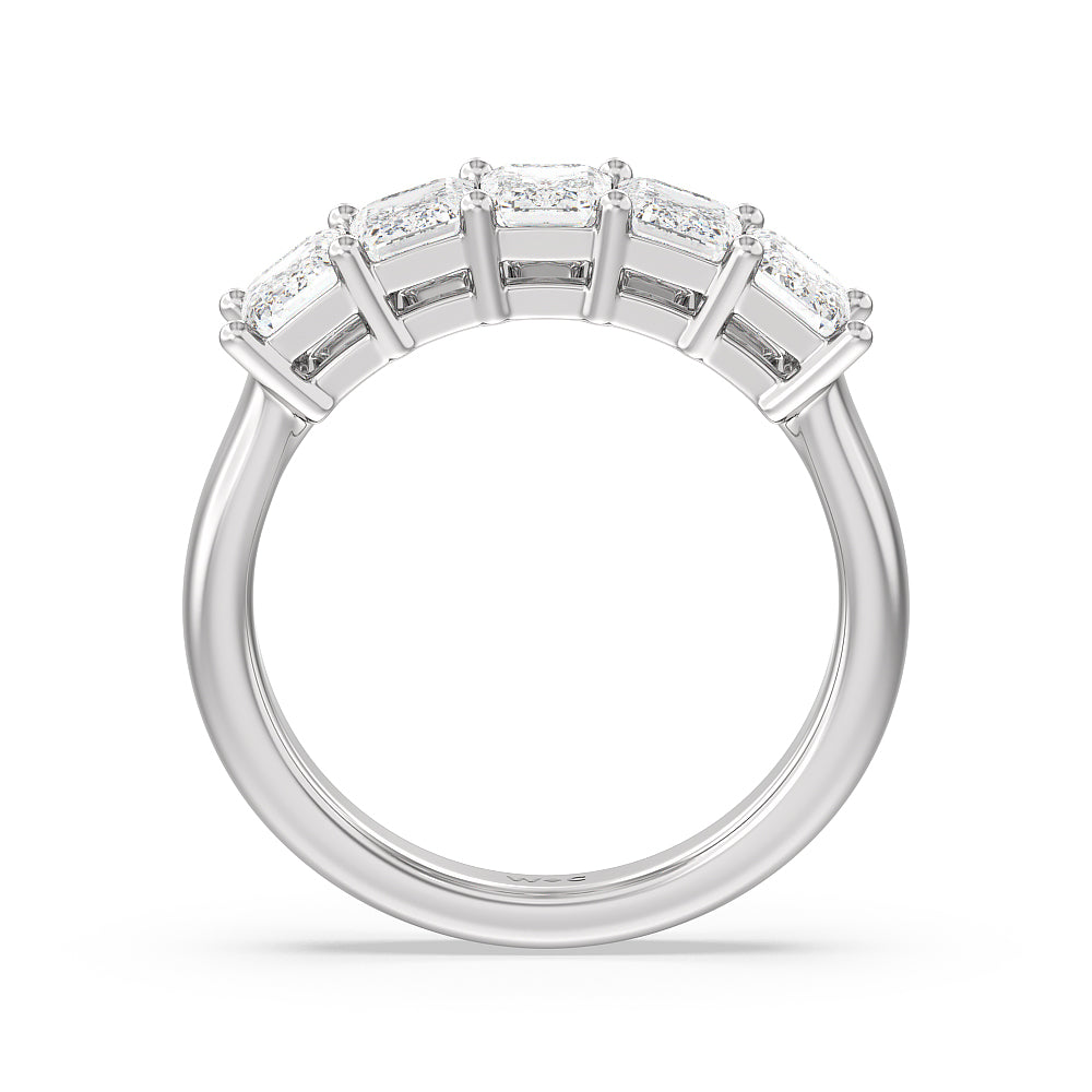 Five Stone Emerald Cut Diamond Ring (G/H SI+) with Platinum / Natural / 2 Cut Diamond in 14KT Platinum / Natural / 2 view 2
