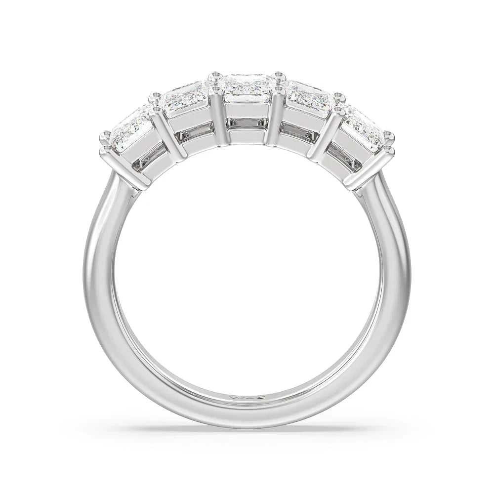 Five Stone Emerald Cut Diamond Ring (E+ VS+) with Platinum / Lab / 2 Cut Diamond in 14KT Platinum / Lab / 2 view 2
