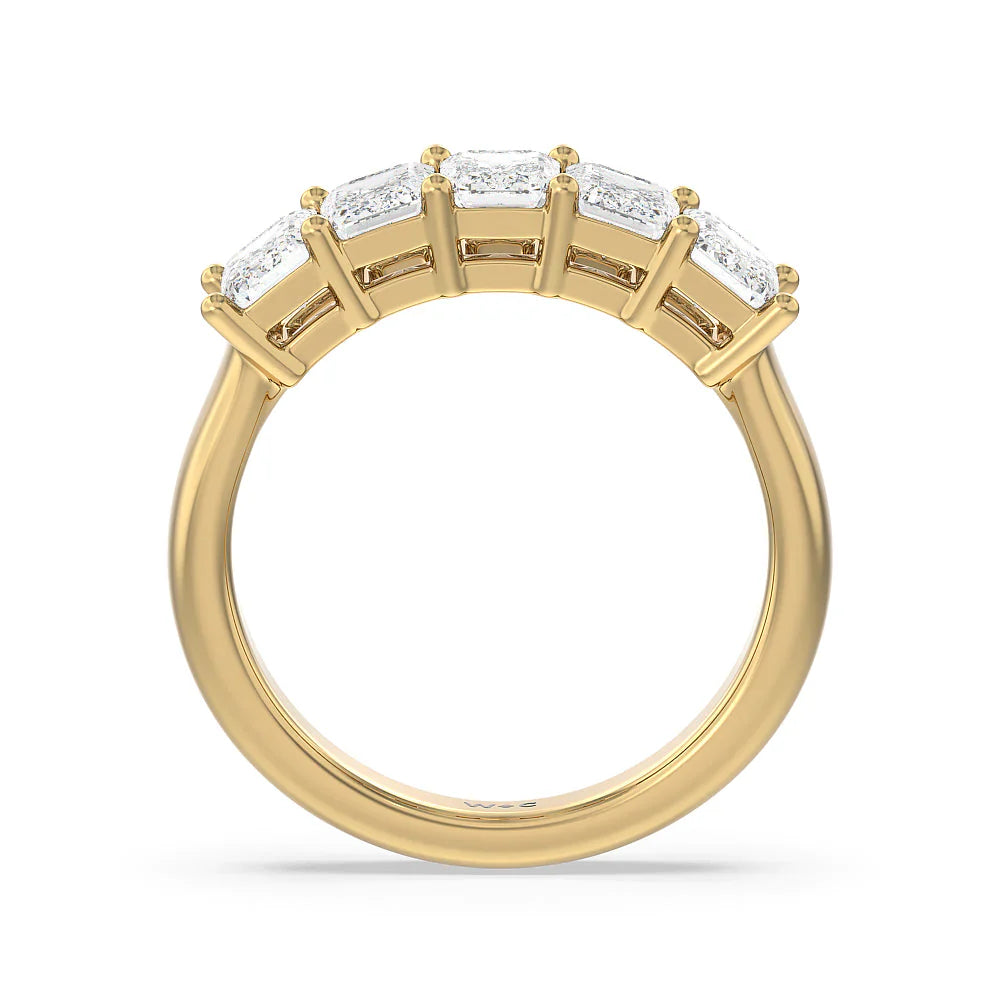 Five Stone Emerald Cut Diamond Ring (E+ VS+) with 14KT Yellow Gold / Lab / 2 Cut Diamond in 14KT Yellow Gold / Lab / 2 view 2
