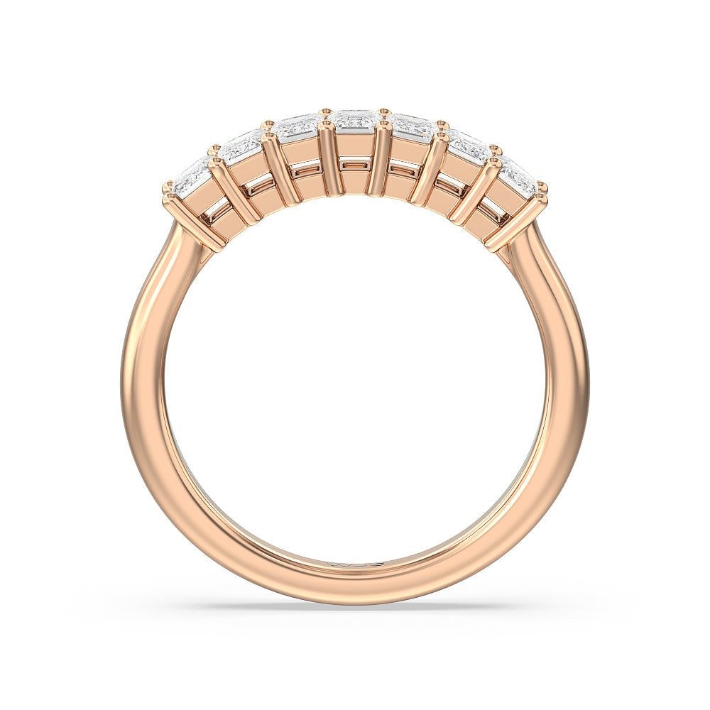 Seven Stone Emerald Cut Diamond Ring (G/H SI+) with 18KT Rose Gold / Natural / 1 Cut Diamond in 14KT Rose Gold / Natural / 1 view 2
