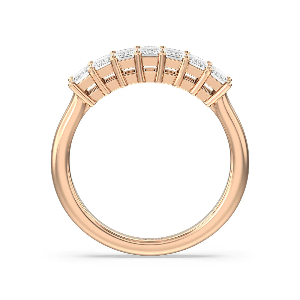 Seven Stone Emerald Cut Diamond Ring (E+ VS+) with 18KT Rose Gold / Lab / 1 Cut Diamond in 14KT Rose Gold / Lab / 1 view 2
