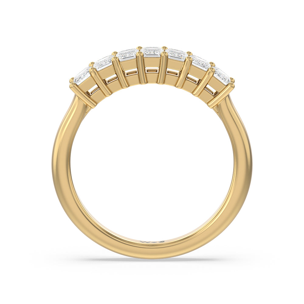 Seven Stone Emerald Cut Diamond Ring (G/H SI+) with 18KT Yellow Gold / Natural / 1 Cut Diamond in 14KT Yellow Gold / Natural / 1 view 2
