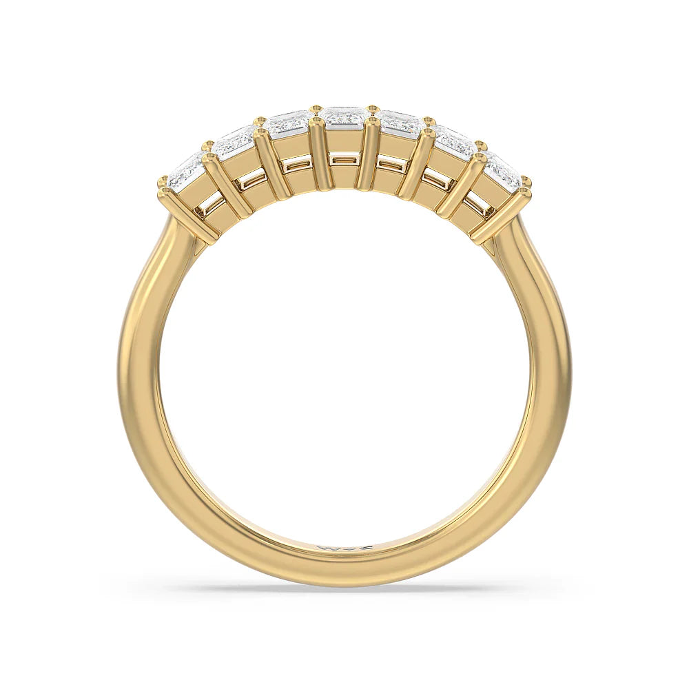 Seven Stone Emerald Cut Diamond Ring (E+ VS+) with 18KT Yellow Gold / Lab / 1 Cut Diamond in 14KT Yellow Gold / Lab / 1 view 2
