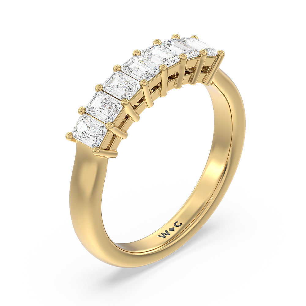 Seven Stone Emerald Cut Diamond Ring (G/H SI+) with 18KT Yellow Gold / Natural / 1 Cut Diamond in 14KT Yellow Gold / Natural / 1 view 3
