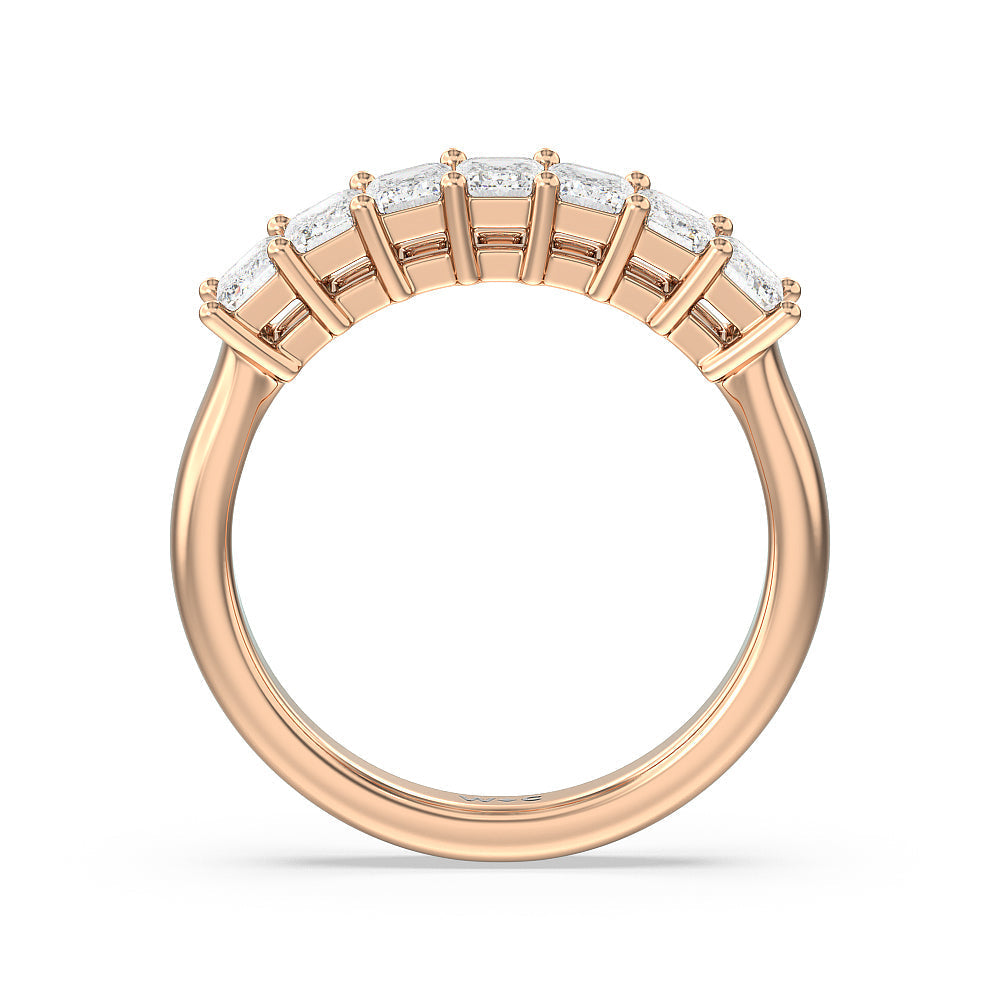 Seven Stone Emerald Cut Diamond Ring (G/H SI+) with 18KT Rose Gold / Natural / 1 1/2 Cut Diamond in 14KT Rose Gold / Natural / 1 1/2 view 2
