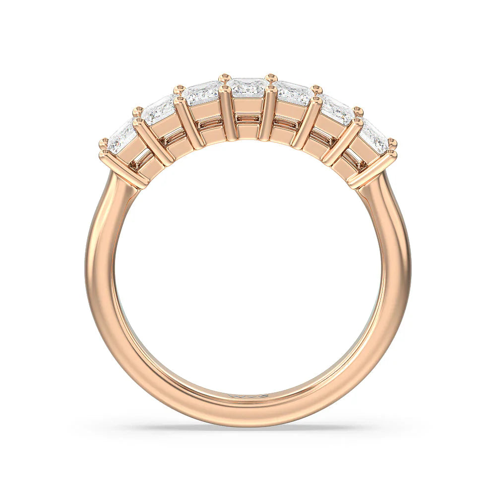 Seven Stone Emerald Cut Diamond Ring (E+ VS+) with 18KT Rose Gold / Lab / 1 1/2 Cut Diamond in 14KT Rose Gold / Lab / 1 1/2 view 2
