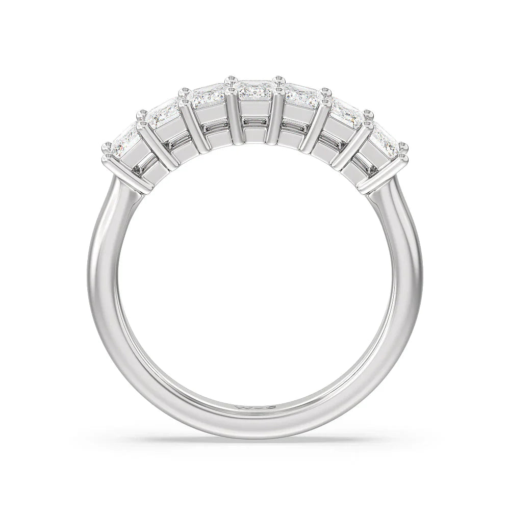Seven Stone Emerald Cut Diamond Ring (E+ VS+) with Platinum / Lab / 1 1/2 Cut Diamond in 14KT Platinum / Lab / 1 1/2 view 2
