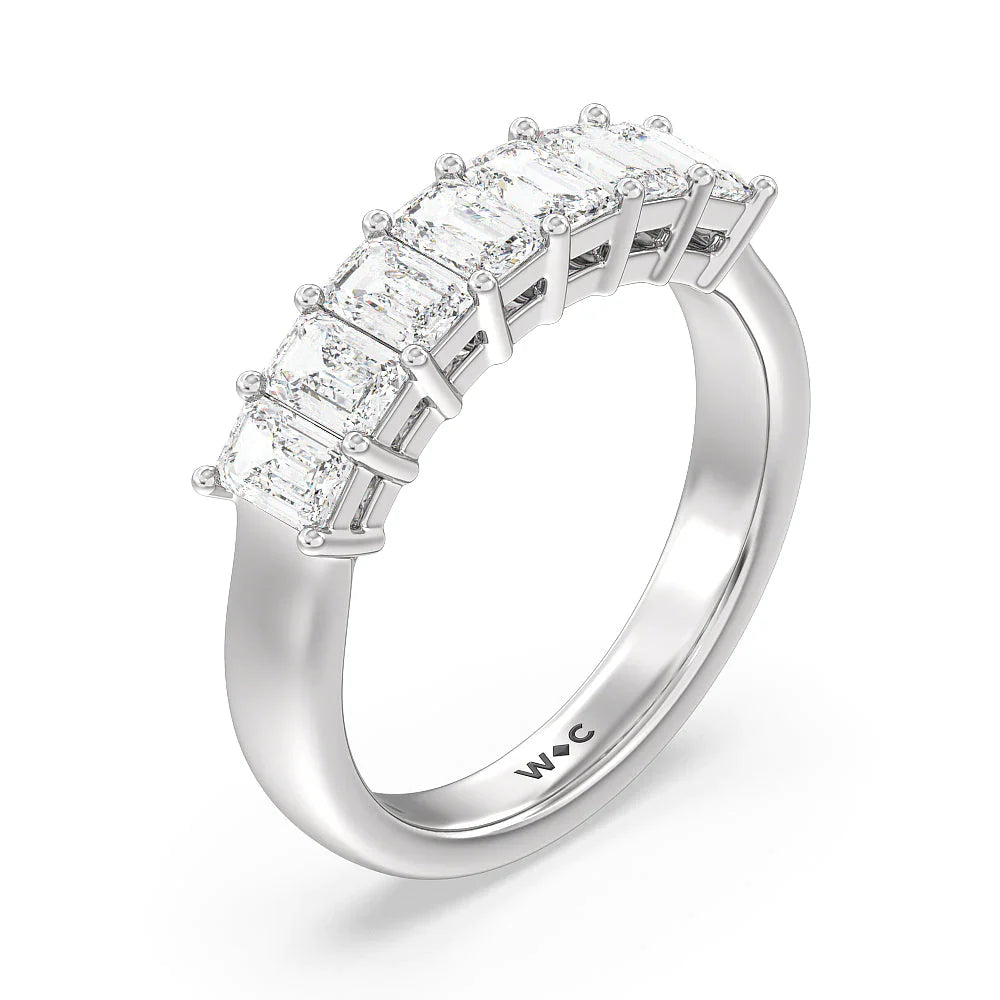 Seven Stone Emerald Cut Diamond Ring (E+ VS+) with Platinum / Lab / 1 1/2 Cut Diamond in 14KT Platinum / Lab / 1 1/2 view 3
