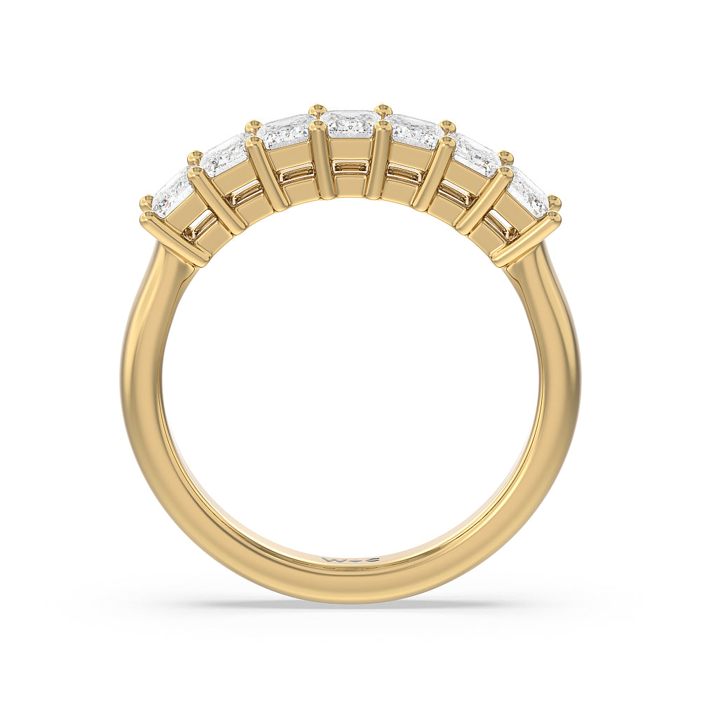Seven Stone Emerald Cut Diamond Ring (G/H SI+) with 18KT Yellow Gold / Natural / 1 1/2 Cut Diamond in 14KT Yellow Gold / Natural / 1 1/2 view 2
