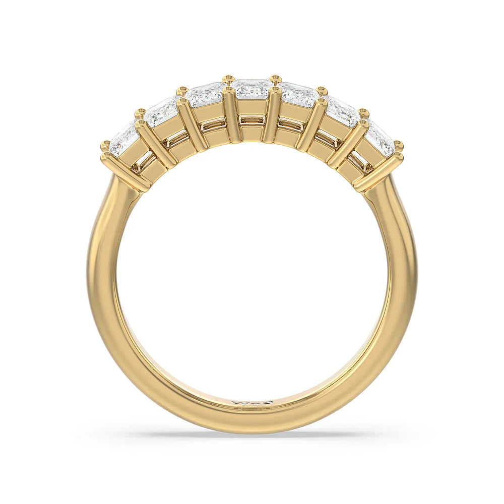 Seven Stone Emerald Cut Diamond Ring (E+ VS+) with 18KT Yellow Gold / Lab / 1 1/2 Cut Diamond in 14KT Yellow Gold / Lab / 1 1/2 view 2
