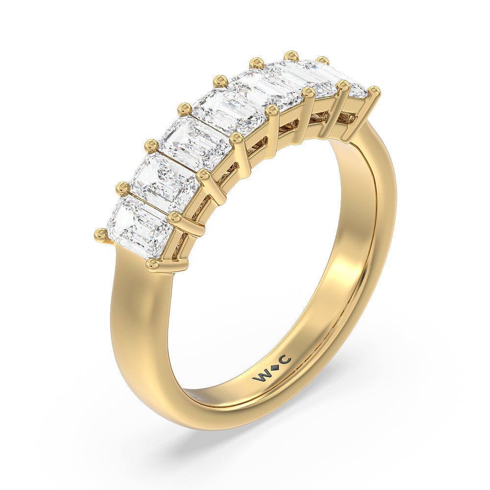 Seven Stone Emerald Cut Diamond Ring (G/H SI+) with 18KT Yellow Gold / Natural / 1 1/2 Cut Diamond in 14KT Yellow Gold / Natural / 1 1/2 view 3
