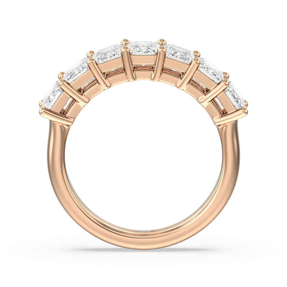 Seven Stone Emerald Cut Diamond Ring (G/H SI+) with 18KT Rose Gold / Natural / 2 Cut Diamond in 14KT Rose Gold / Natural / 2 view 2
