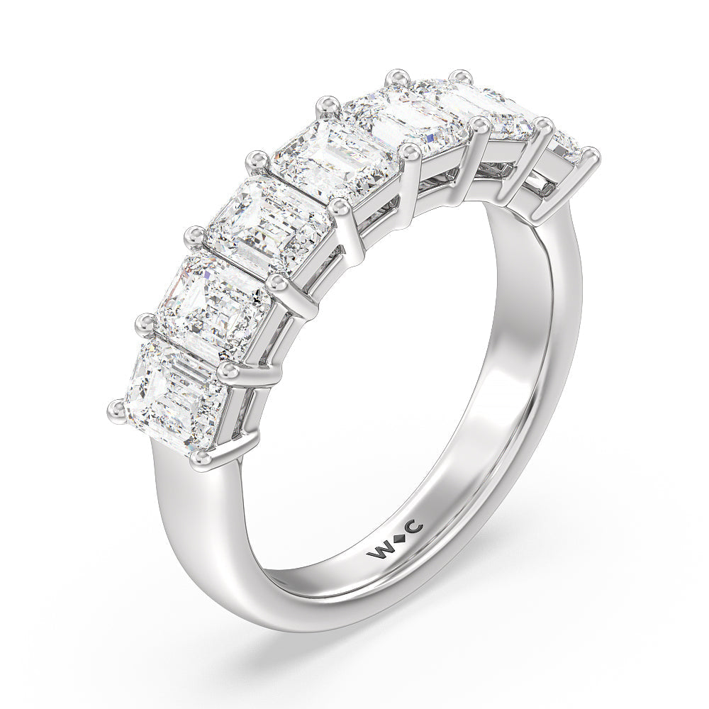 Seven Stone Emerald Cut Diamond Ring (G/H SI+) with Platinum / Natural / 2 Cut Diamond in 14KT Platinum / Natural / 2 view 3
