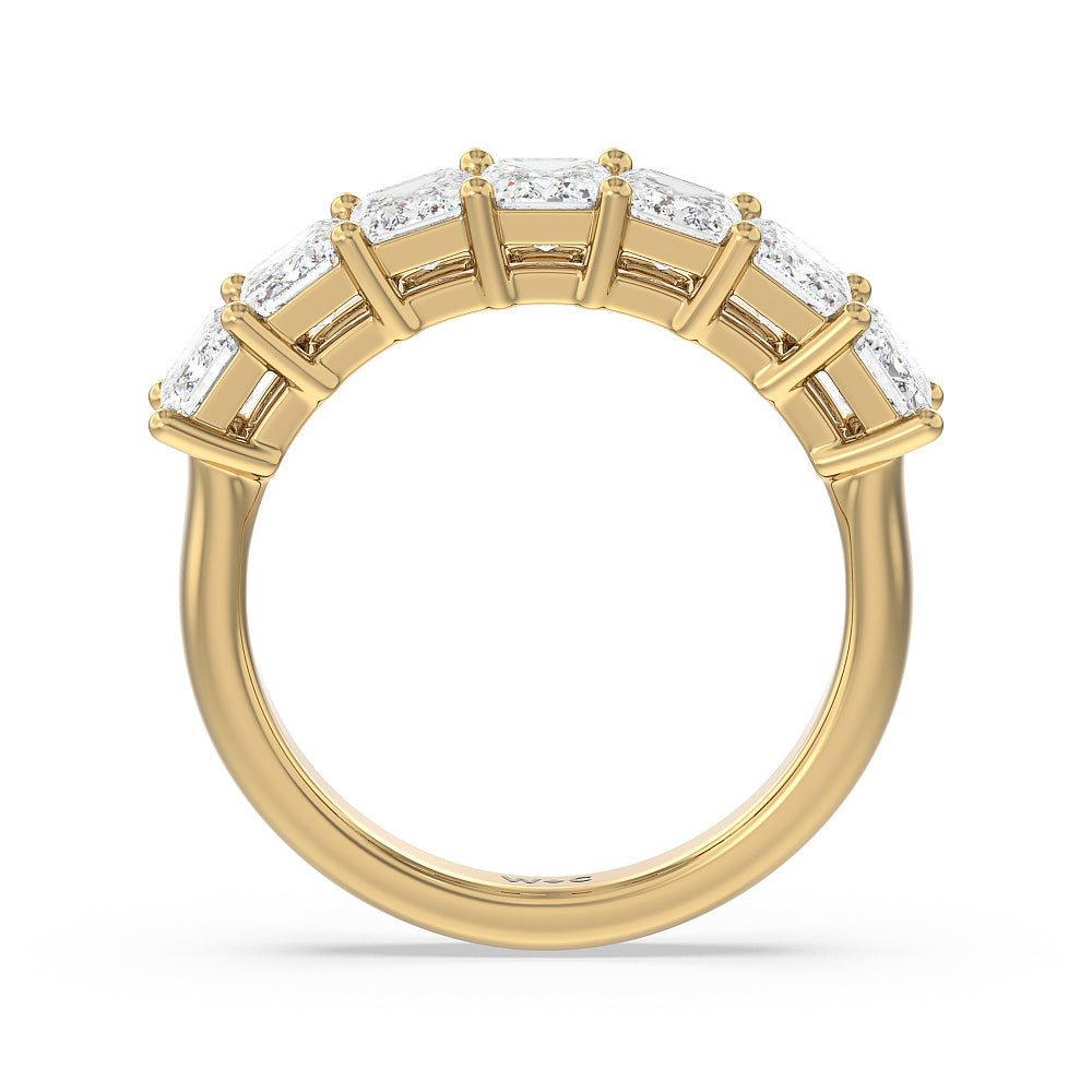 Seven Stone Emerald Cut Diamond Ring (G/H SI+) with 18KT Yellow Gold / Natural / 2 Cut Diamond in 14KT Yellow Gold / Natural / 2 view 2
