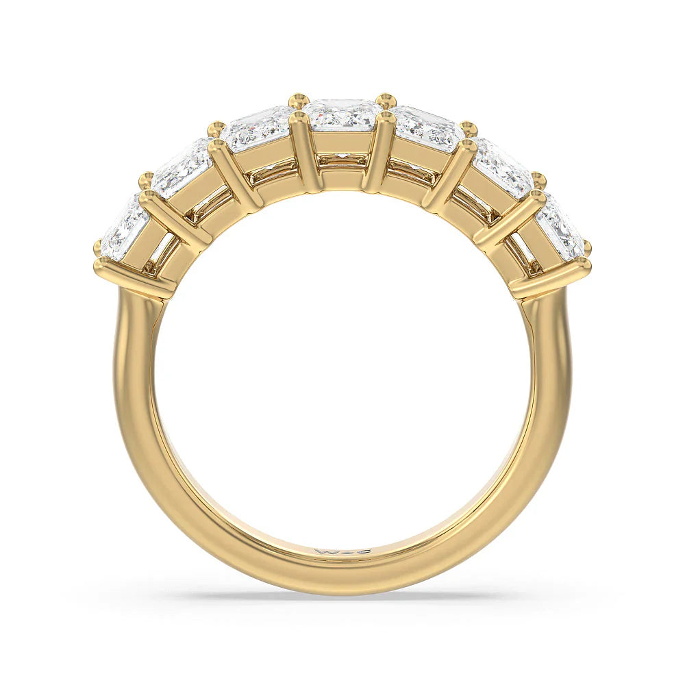 Seven Stone Emerald Cut Diamond Ring (E+ VS+) with 18KT Yellow Gold / Lab / 2 Cut Diamond in 14KT Yellow Gold / Lab / 2 view 2
