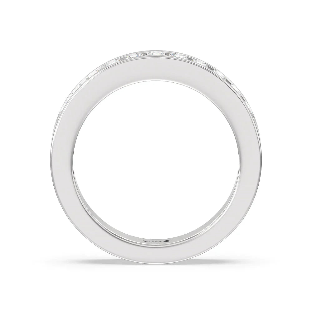 Round Brilliant Cut Diamond Channel Set Band (E+ VS+) with Platinum / Lab / 1/2 Cut Diamond in 14KT Platinum / Lab / 1/2 view 2
