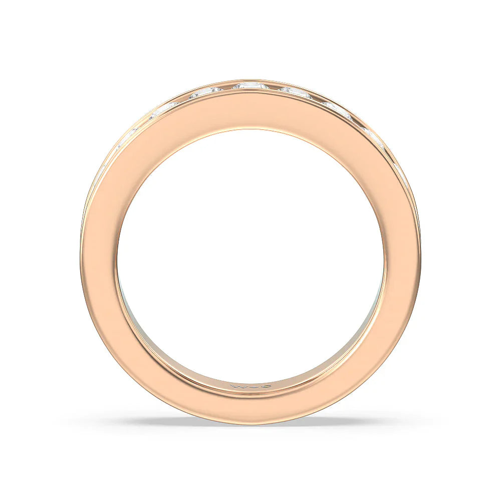 Round Brilliant Cut Diamond Channel Set Band (E+ VS+) with 18KT Rose Gold / Lab / 1 Cut Diamond in 14KT Rose Gold / Lab / 1 view 2
