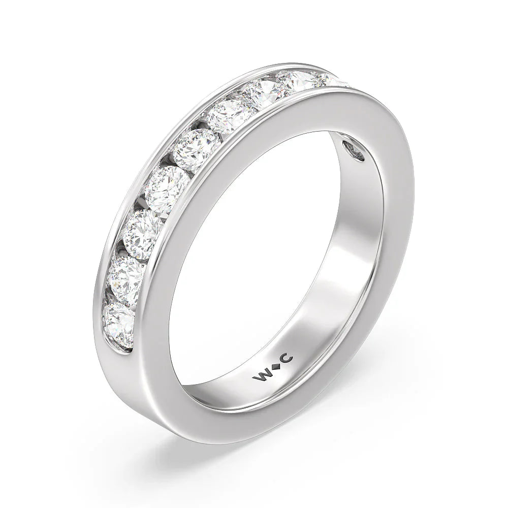 Round Brilliant Cut Diamond Channel Set Band (E+ VS+) with Platinum / Lab / 1 Cut Diamond in 14KT Platinum / Lab / 1 view 3
