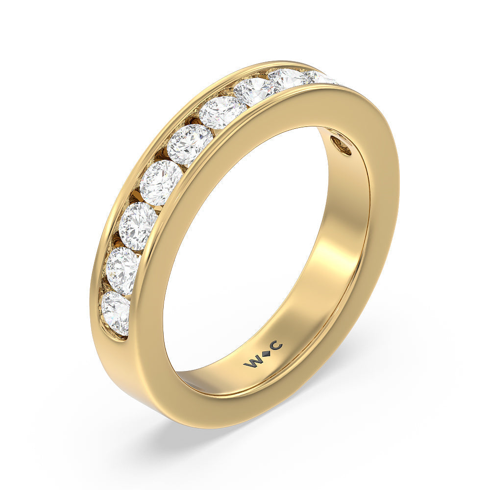 Round Brilliant Cut Diamond Channel Set Band (F/G SI+) with 18KT Yellow Gold / Natural / 1 Cut Diamond in 14KT Yellow Gold / Natural / 1 view 5
