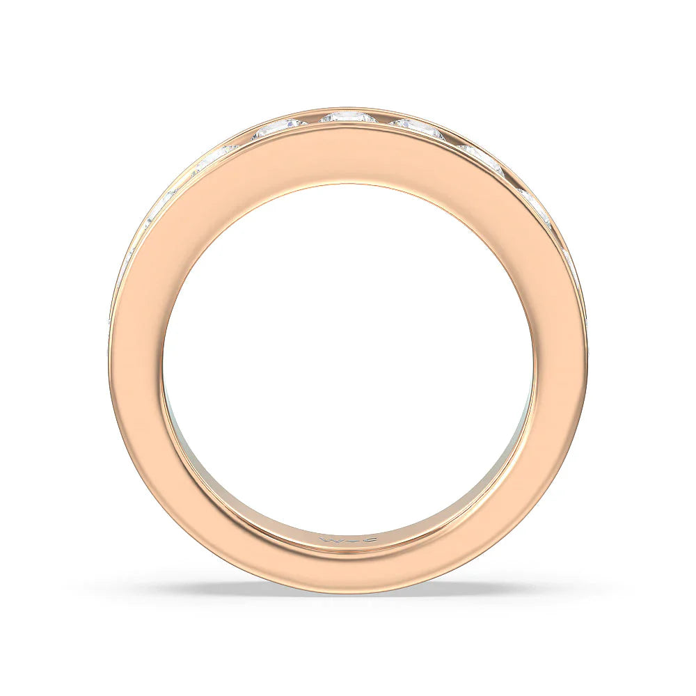 Round Brilliant Cut Diamond Channel Set Band (E+ VS+) with 18KT Rose Gold / Lab / 1 1/2 Cut Diamond in 14KT Rose Gold / Lab / 1 1/2 view 2
