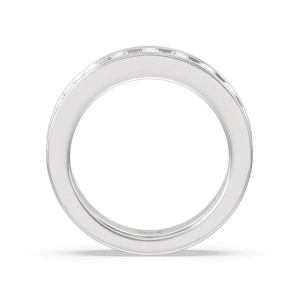 Round Brilliant Cut Diamond Channel Set Band (E+ VS+) with Platinum / Lab / 1 1/2 Cut Diamond in 14KT Platinum / Lab / 1 1/2 view 2
